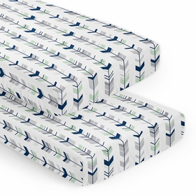 Mod Arrow Grey, Navy and Mint Collection 2 Pack Crib Sheets
