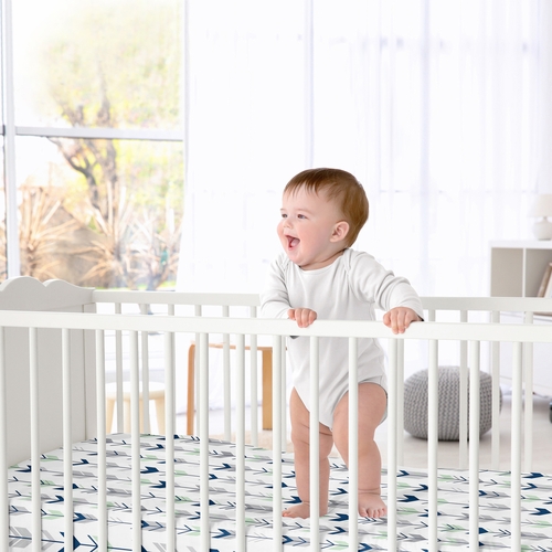 Mod Arrow Grey, Navy and Mint Collection 2 Pack Crib Sheets - alt image 2