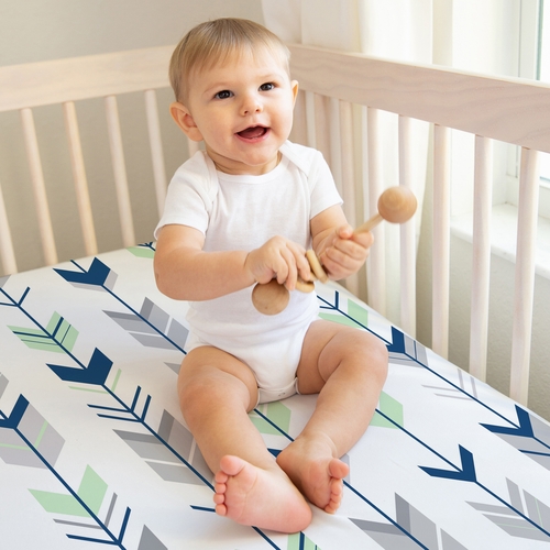 Mod Arrow Grey, Navy and Mint Collection 2 Pack Crib Sheets - alt image 3