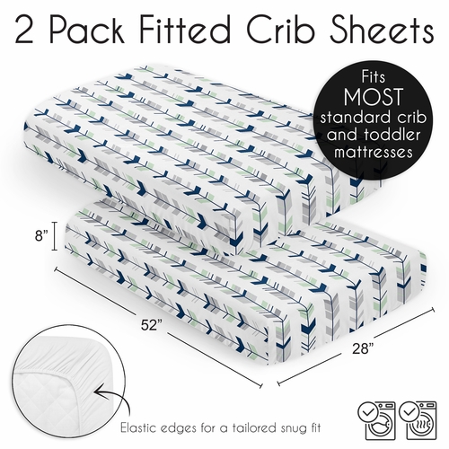 Mod Arrow Grey, Navy and Mint Collection 2 Pack Crib Sheets - alt image 5