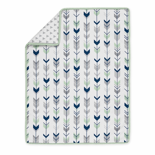 Mod Arrow Grey, Navy and Mint Collection 5 Piece Crib Bedding - alt image 2