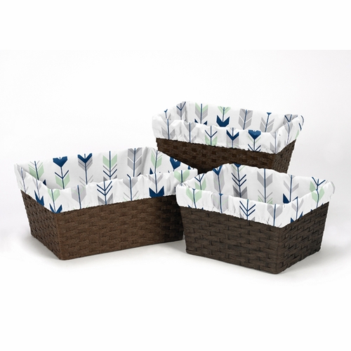 Mod Arrow Grey, Navy and Mint Collection Basket Liner
