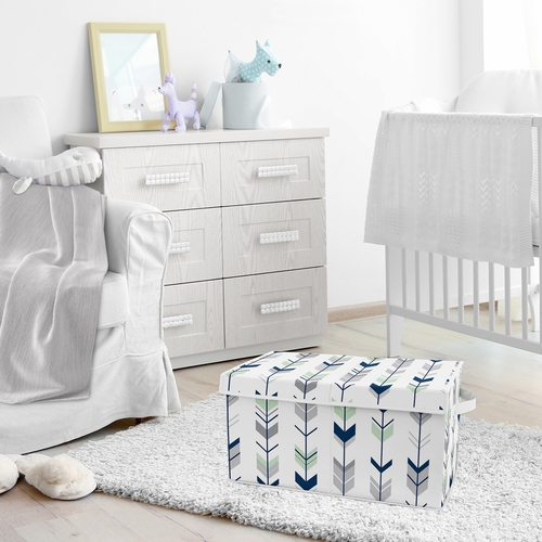 Mod Arrow Grey, Navy And Mint Collection Fabric Toy Bin Storage - alt image 1