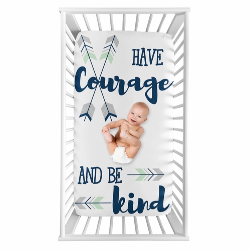 Mod Arrow Grey, Navy and Mint Collection Photo Op Crib Sheet