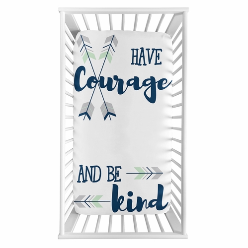 Mod Arrow Grey, Navy and Mint Collection Photo Op Crib Sheet - alt image 1