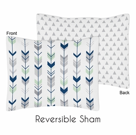 Mod Arrow Grey, Navy and Mint Collection Pillow Sham
