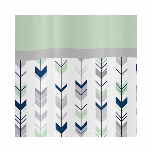 Mod Arrow Grey, Navy and Mint Collection Shower Curtain - alt image 2