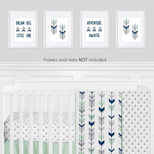 Mod Arrow Grey, Navy and Mint Collection Wall Art Prints - Set of 4 - alt image 1