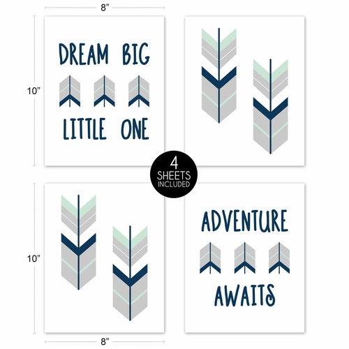 Mod Arrow Grey, Navy and Mint Collection Wall Art Prints - Set of 4 - alt image 4