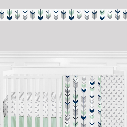 Mod Arrow Grey, Navy and Mint Collection Wallpaper Border