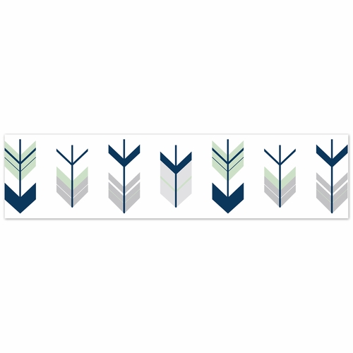 Mod Arrow Grey, Navy and Mint Collection Wallpaper Border - alt image 1