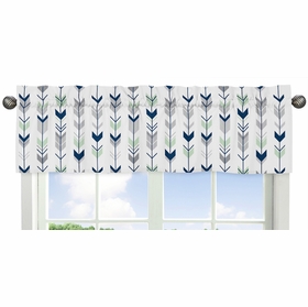Mod Arrow Grey, Navy and Mint Collection Window Valance