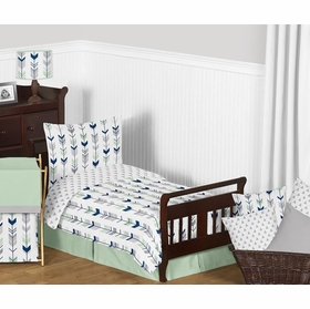 Mod Arrow Grey, Navy and Mint Toddler Bedding Collection