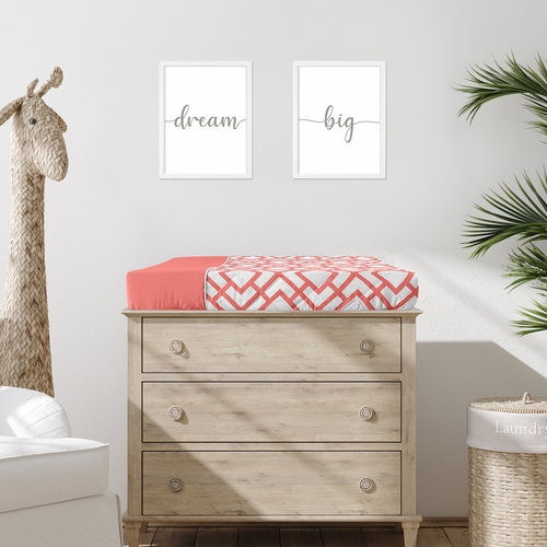 Mod Diamond Coral and White Collection Changing Pad Cover - alt image 1