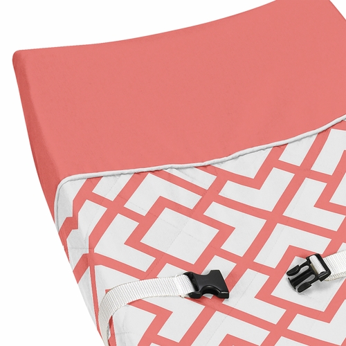 Mod Diamond Coral and White Collection Changing Pad Cover - alt image 3