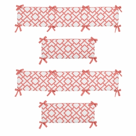 Mod Diamond Coral and White Collection Crib Bumper Pad