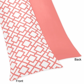 Mod Diamond Coral and White Collection Full Length Body Pillow Cover