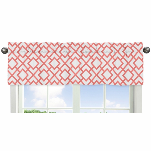 Mod Diamond Coral and White Collection Window Valance