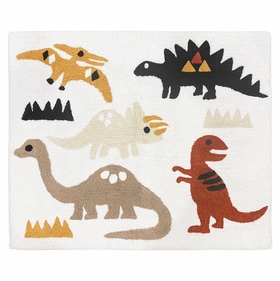 Mod Dinosaur Black and Orange Collection Accent Floor Rug