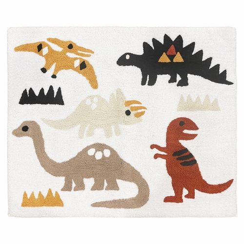 Mod Dinosaur Black and Orange Collection Accent Floor Rug
