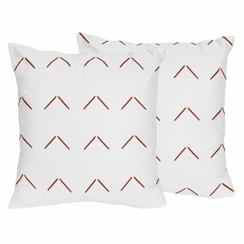 Mod Dinosaur Black and Orange Collection Arrow Print Decorative Accent Throw Pillows - Set of 2