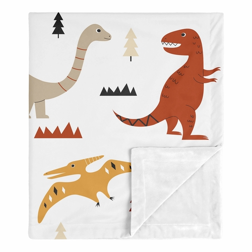 Mod Dinosaur Black and Orange Collection Baby Blanket