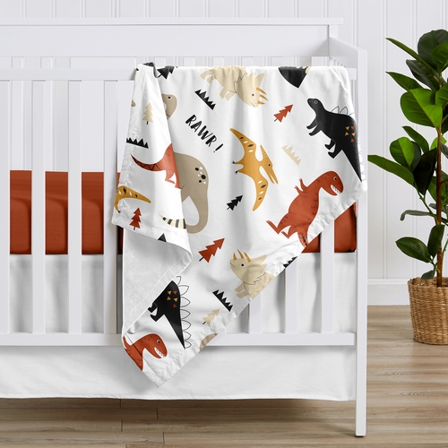 Mod Dinosaur Black and Orange Collection Baby Blanket - alt image 1