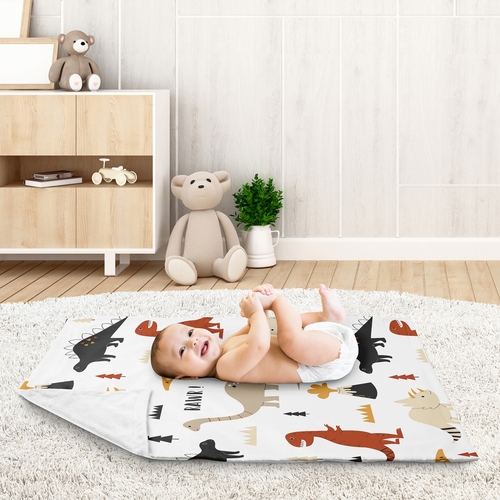 Mod Dinosaur Black and Orange Collection Baby Blanket - alt image 2