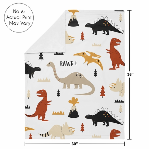 Mod Dinosaur Black and Orange Collection Baby Blanket - alt image 3