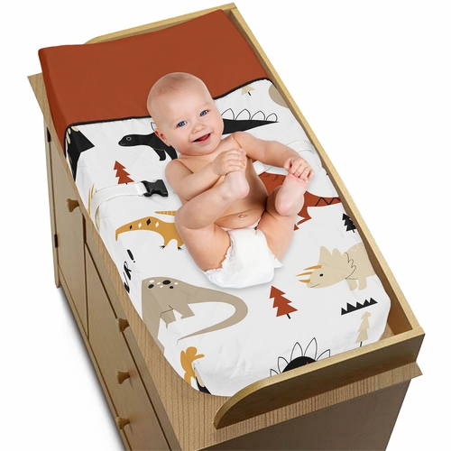 Mod Dinosaur Black and Orange Collection Changing Pad Cover - alt image 2