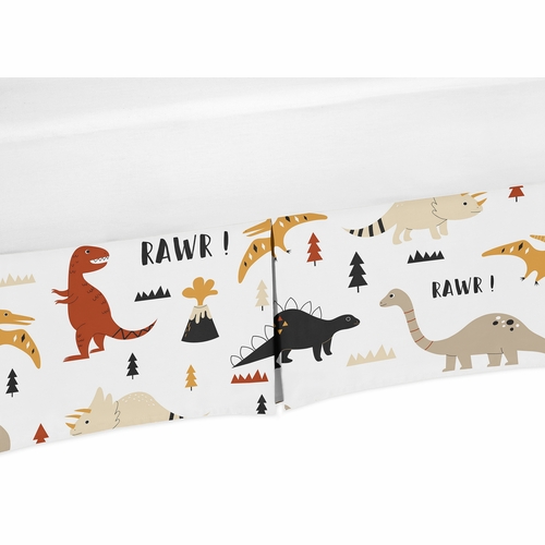 Mod Dinosaur Black and Orange Collection Crib Bed Skirt