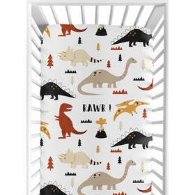 Mod Dinosaur Black and Orange Collection Crib Sheet