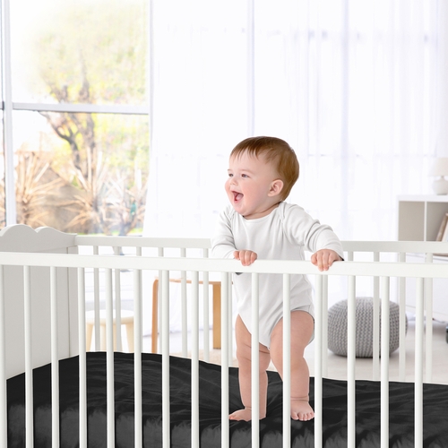 Mod Dinosaur Black and Orange Collection Crib Sheet - Solid Black - alt image 1