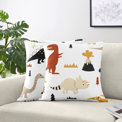 Mod Dinosaur Black and Orange Collection Decorative Accent Throw Pillows - Set of 2 - alt image 1