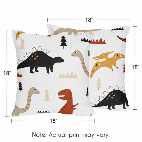Mod Dinosaur Black and Orange Collection Decorative Accent Throw Pillows - Set of 2 - alt image 2