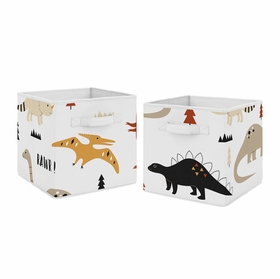 Mod Dinosaur Black and Orange Collection Foldable Fabric Storage Bins