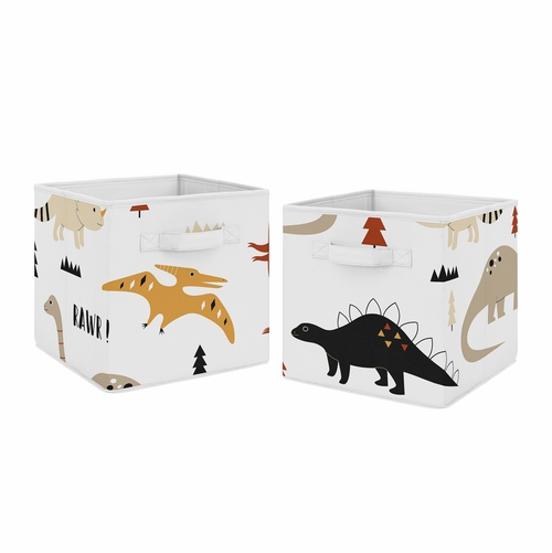 Mod Dinosaur Black and Orange Collection Foldable Fabric Storage Bins