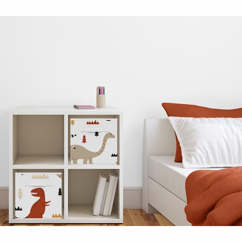 Mod Dinosaur Black and Orange Collection Foldable Fabric Storage Bins - alt image 1