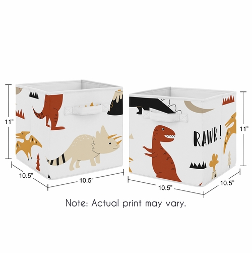 Mod Dinosaur Black and Orange Collection Foldable Fabric Storage Bins - alt image 2