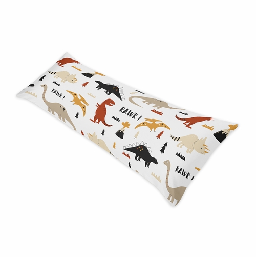 Mod Dinosaur Black and Orange Collection Full Length Body Pillow Cover