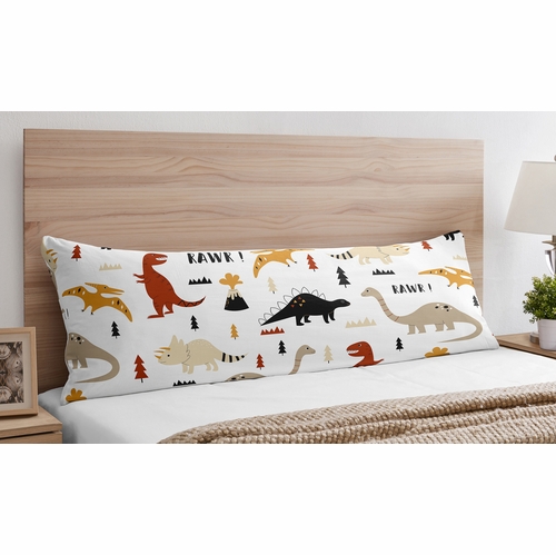 Mod Dinosaur Black and Orange Collection Full Length Body Pillow Cover - alt image 2