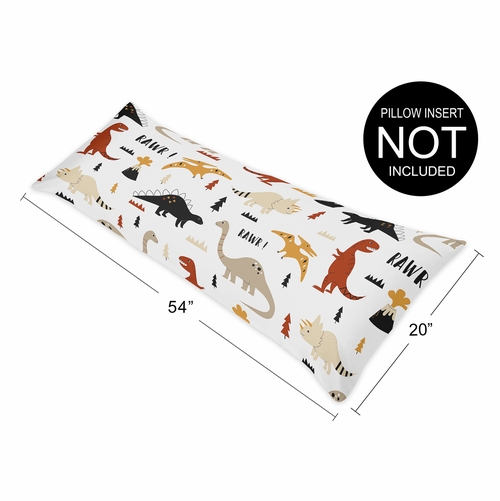 Mod Dinosaur Black and Orange Collection Full Length Body Pillow Cover - alt image 4