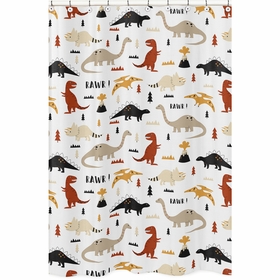 Mod Dinosaur Black and Orange Collection Shower Curtain