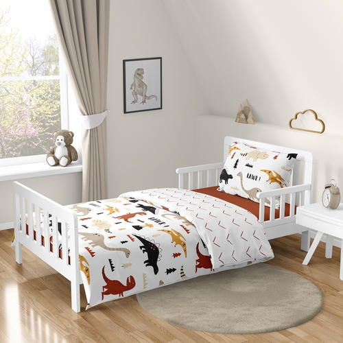 Mod Dinosaur Black and Orange Collection Toddler Bedding
