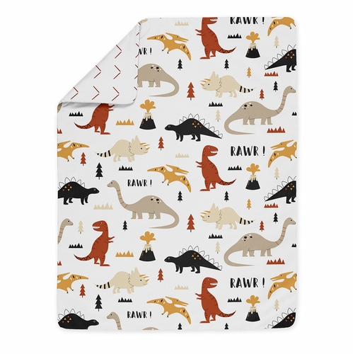 Mod Dinosaur Black and Orange Collection Toddler Bedding - alt image 3