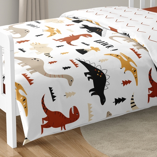 Mod Dinosaur Black and Orange Collection Toddler Bedding - alt image 5