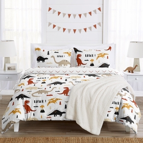 Mod Dinosaur Black and Orange Collection Twin Bedding