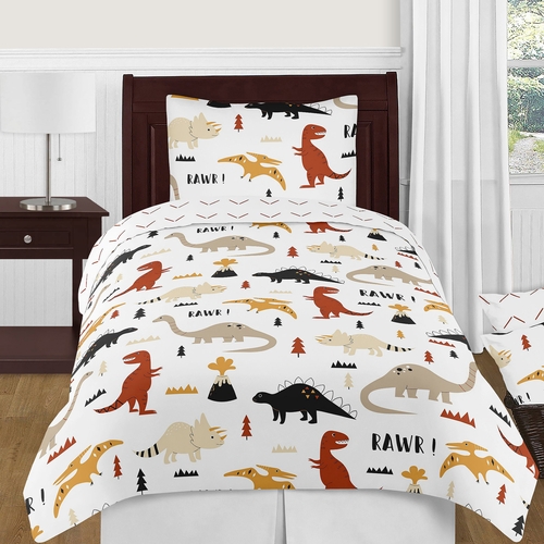 Mod Dinosaur Black and Orange Collection Twin Bedding - alt image 1
