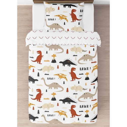Mod Dinosaur Black and Orange Collection Twin Bedding - alt image 2