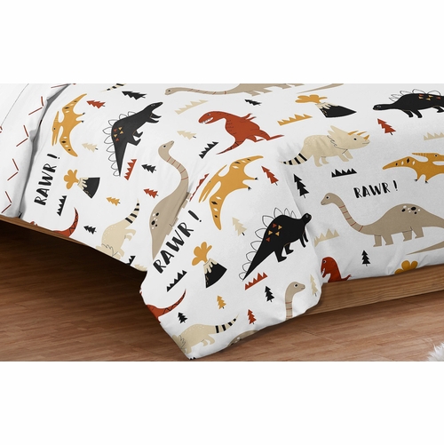 Mod Dinosaur Black and Orange Collection Twin Bedding - alt image 4